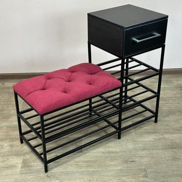 Банкетка для обуви Атланта-1R 90 см велюр красный/черный 4-5-9005 4010690104052 фото