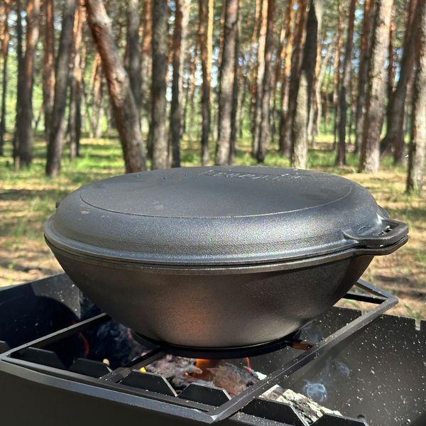 Сковорода WOK-08КС чавунна з кришкою-сковородою гриль 8л 4827005592301 фото