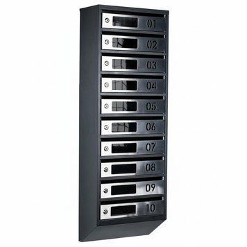 Ящик поштовий багатосекційний ЯП10D (чорний-нержавійка) 24061065 фото