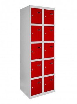 Шафа металева коміркова п&rsquo;ятирівнева (камера зберігання) steelbox ШКМ 5/40/2 (180х80х50)(RAL 7035/RAL 3020) 9400201 фото